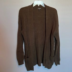 Express Olive Green Crochet Style Cardigan